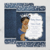 Denim Diamond Afro-Amerikaans Meisje Baby shower Kaart (Voorkant / Achterkant)