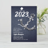 Denim Diamond Anchor Beach Blue Graduparty Kaart (Staand voorkant)