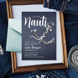 Denim Diamond Anchor Get Nauti Birthday Party Kaart