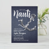Denim Diamond Anchor Get Nauti Birthday Party Kaart (Staand voorkant)