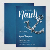Denim Diamond Anchor Nauti Blue Birthday Party Kaart (Voorkant / Achterkant)