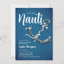 Denim Diamond Anchor Nauti Blue Birthday Party Kaart