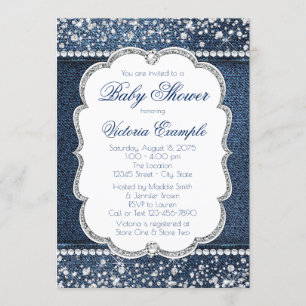 Denim Diamond Baby Shower Uitnodigingen