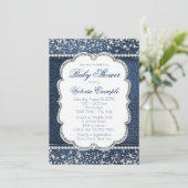 Denim Diamond Baby Shower Uitnodigingen (Staand voorkant)