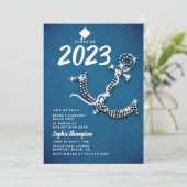 Denim Diamond Bling Anchor Beach Graduparty Kaart (Staand voorkant)