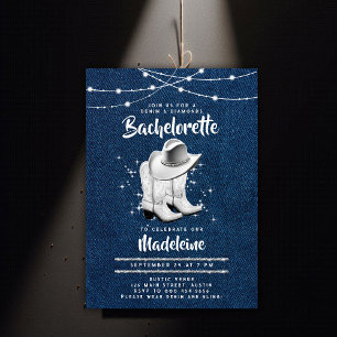 Denim Diamond Cowgirl Pet Laarzen Chic Bachelorett Kaart