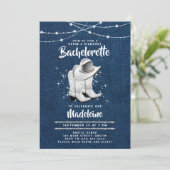 Denim Diamond Cowgirl Pet Laarzen Chic Bachelorett Kaart (Staand voorkant)