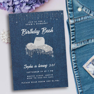 Denim Diamond Cowgirl Pet Strass 30e Verjaardag Kaart
