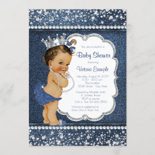 Denim Diamond Etnische Meisje Baby Shower Uitnodig Kaart