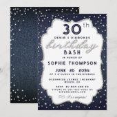 Denim Diamond Glitter Any Age Lijst Birthday Party Kaart (Voorkant / Achterkant)