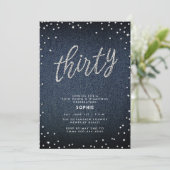 Denim Diamond Glitter Eenvoudige Moderne 30e Verja Kaart (Staand voorkant)