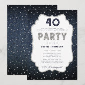 Denim Diamond Glitter Lijst 40e verjaardag Kaart (Voorkant / Achterkant)