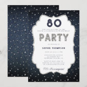 Denim Diamond Glitter Lijst 80e verjaardag Kaart (Voorkant / Achterkant)