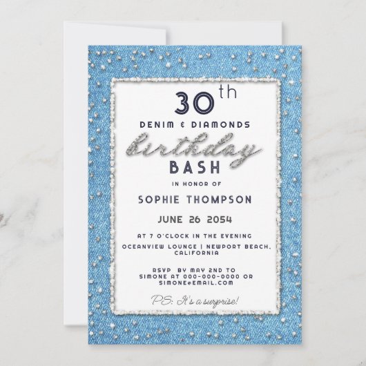 Denim Diamond Glitter Lijst Elke dag van de Ouderd Kaart (Voorkant)