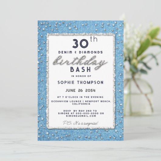 Denim Diamond Glitter Lijst Elke dag van de Ouderd Kaart (Staand voorkant)