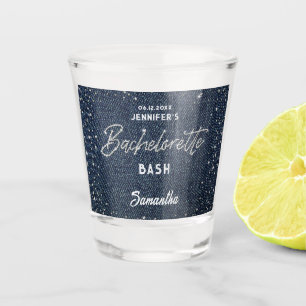 Denim Diamond Glitter Rhinestone Navy Bachelorette Shot Glas