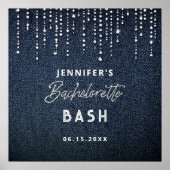 Denim Diamond Glitterdruppels Navy Bachelorette Poster (Voorkant)