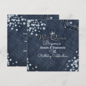 Denim & Diamond MIS QUINCE Kroon Feest Uitnodiging (Voorkant / Achterkant)