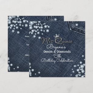 Denim & Diamond MIS QUINCE Kroon Feest Uitnodiging