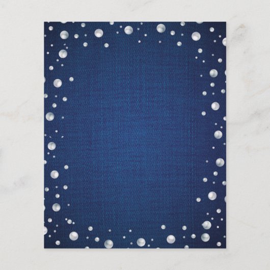 Denim Diamond Parels Trouwdouche Bedankkaart (Achterkant)