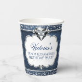 Denim Diamond verjaardagsfeestje papieren bekers (Achterkant)