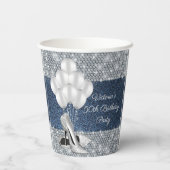 Denim Diamond verjaardagsfeestje papieren bekers (Achterkant)