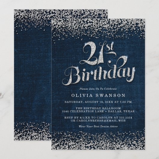 Denim & Diamonds 21e verjaardag Kaart (Voorkant / Achterkant)