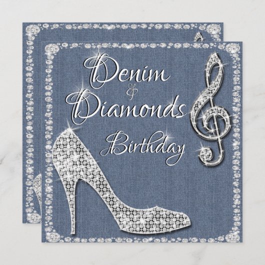 Denim & Diamonds 25e verjaardag Kaart (Voorkant / Achterkant)