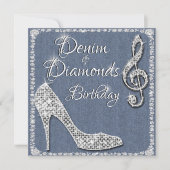 Denim & Diamonds 25e verjaardag Kaart (Voorkant)