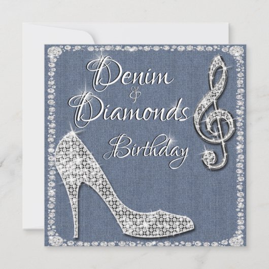 Denim & Diamonds 25e verjaardag Kaart (Voorkant)