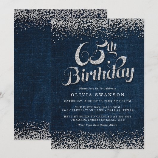 Denim & Diamonds 65e verjaardag Kaart (Voorkant / Achterkant)