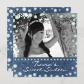 Denim Diamonds Afbeelding Foto Sweet 16 Invitation Kaart (Voorkant / Achterkant)