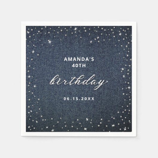 Denim Diamonds Alle leeftijden op maat Servet (Voorkant)