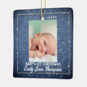 Denim Diamonds Baby Eerste Kerstmis Rhinestones Keramisch Ornament (Links)