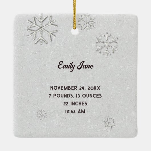 Denim Diamonds Baby Eerste Kerstmis Rhinestones Keramisch Ornament (Achterkant)