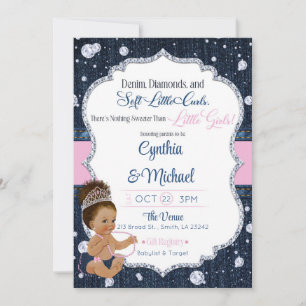 Denim & Diamonds Baby Shower Kaart