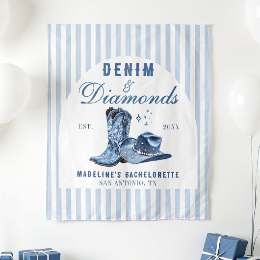 Denim Diamonds Bachelorette Achtergrond Cowgirl La Wandkleed