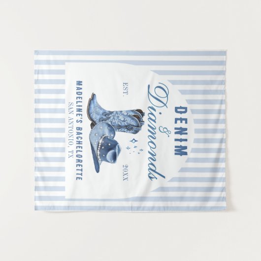 Denim Diamonds Bachelorette Achtergrond Cowgirl La Wandkleed (Voorkant (horizontaal))