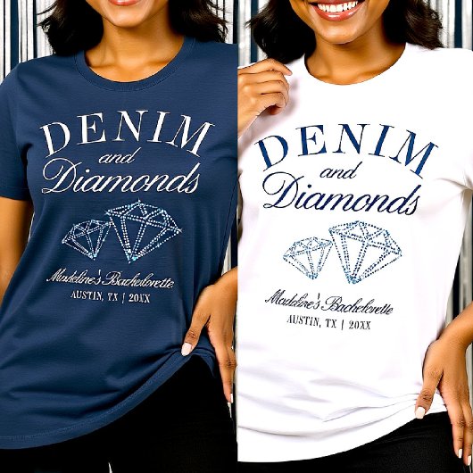 Denim Diamonds Bachelorette Party Blauw Custom Tri-Blend Shirt