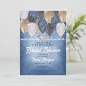 Denim Diamonds Ballons Arch Rustiek Vrijgezellenfe Kaart (Staand voorkant)