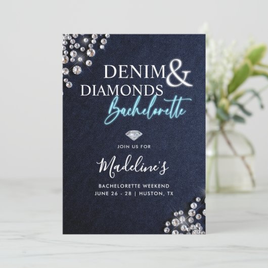 Denim Diamonds Blauw Wit Bachelorette Route Kaart (Staand voorkant)