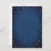 Denim Diamonds Blauw Witte Roos Frame Bruiloftssho Kaart (Achterkant)