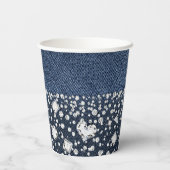 Denim & Diamonds Blauwe Jean Bling Verjaardagsfees Papieren Bekers (Achterkant)