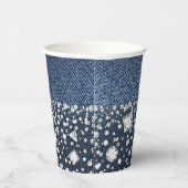 Denim & Diamonds Blauwe Jean Bling Verjaardagsfees Papieren Bekers (Rechts)