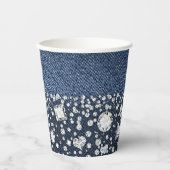 Denim & Diamonds Blauwe Jean Bling Verjaardagsfees Papieren Bekers (Voorkant)