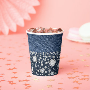 Denim & Diamonds Blauwe Spijkerbroek Bling Verjaar Papieren Bekers
