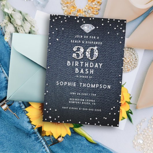 Denim Diamonds Bling 30e verjaardag Kaart