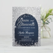 Denim Diamonds Bling Arch 30ste Verjaardagsfeest Kaart (Staand voorkant)