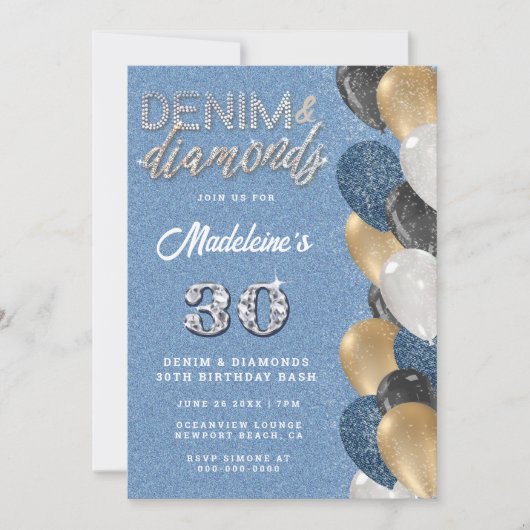 Denim Diamonds Bling Balloons Arch Birthday Party Kaart (Voorkant)