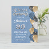 Denim Diamonds Bling Balloons Arch Birthday Party Kaart (Staand voorkant)